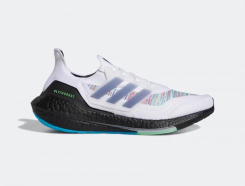 Adidas Ultra Boost 2021 Cloud White Core Black Screaming Green GZ3194