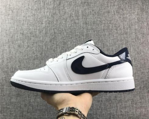 Nike Air Jordan 1 Low White Blue Mens Basketball Shoes 705329-105