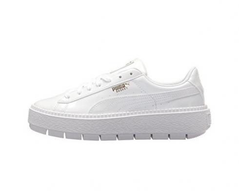 Puma Basket Platform Trace P White Womens Sneakers 367046-01