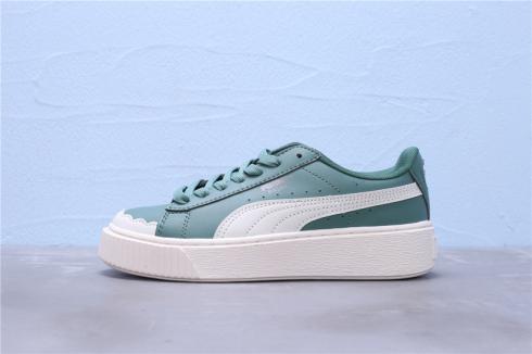 Puma Sneakers Basket Platform Scallop Womens Verde Bianco 366723-01