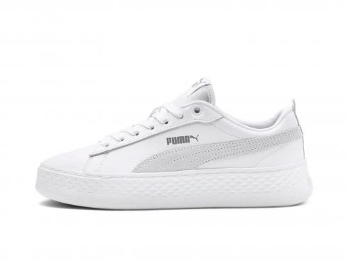 Puma Wmns Smash Platform Low White Womens Shoes 366487-06