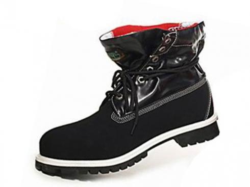 Black Red Timberland Roll-top Boots Men