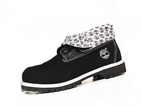 Timberland Men Roll Top Boots Black White